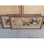 3 x Cecil Aldin oak framed Coaching prints with printed signature. Frame size 78cm x 35cm
