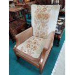 Antique inlaid wood framed armchair