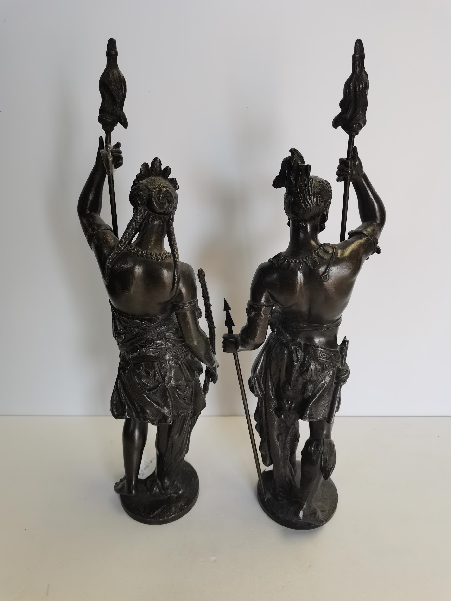 x2 spelter sculptures of soldiers 38cm - Image 2 of 2