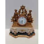 French white marble mantle clock and stand