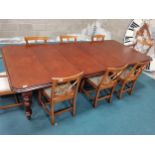 Reproduction extendable dining table with 4 leaves on castors . L267cm x W120cm