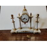 French style white marble and gilt clock garniture set