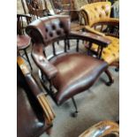 A leather captains office swivel chair - dark brownCondition StatusCondition Grade:  B Good: In good