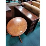 Drop leaf mahogany dining table plus oval tripod occasional table