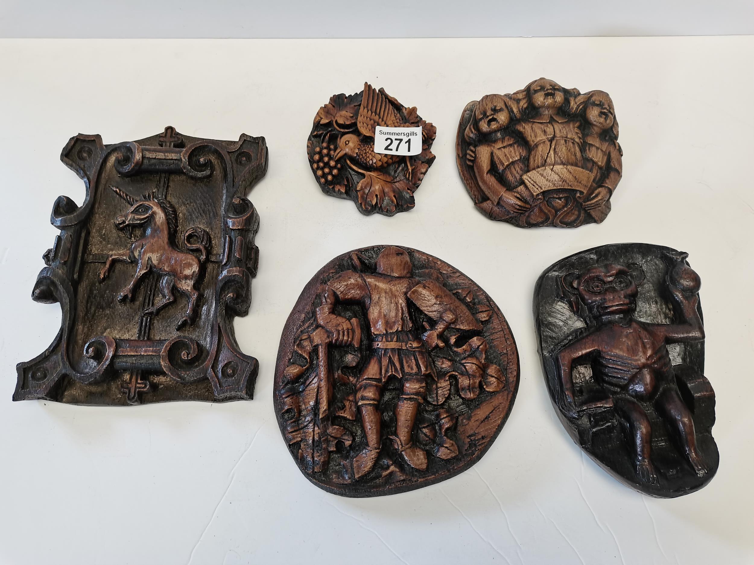 5 x replica carvings from priories and UK cathedrals