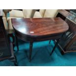 Crescent shaped Mahogany Fold over side table Condition StatusCondition Grade:  B Good: In good