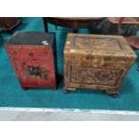 carved chest and small oriental side cupboardCondition StatusCondition Grade:  B Good: In good