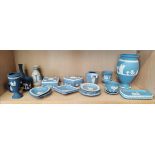 Large selection of Jasperware wedgwood - dark blue and white, blue and white and white and blue