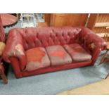red leather chesterfield 3 seater sofa, chesterfield armchairCondition StatusCondition Grade:  D