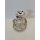Cut glass scent bottle with silver lid Condition Grade:  A Excellent: In excellent
