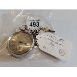 Silver cased pocket watch Chester 1893Fusle Movement (w/o)