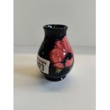 Small Moorcroft 'Anemone' on blue vase H10cm - some crazing on inner base and inside of lid