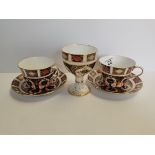 Royal Crown Derby x2 tea cups and saucers plus Royal Crown Derby goblet