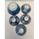 x5 Blue and White Chinese bowls