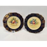 X2 Paragon porcelain plate, blue & gilt border painted fruit signed J waters. Some fading