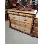 Antique mahogany Scottish chest with carved soldier decoration to columnsCondition StatusCondition