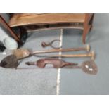 Bread oven spade, Antique turf spade, antique wooden spade, wooden milk maid yoke, new England ice