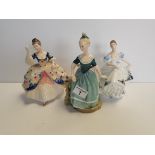 x3 Coalport ladies - 'Clarinda', 'Beatrice', 'Christine' plus x2 class paperweights