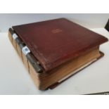 Old leather bound stamp album full of stamps including Penny blacks, Penny reds etc etc