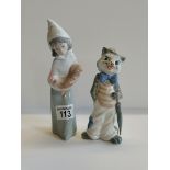 Lladro figure - 'Shepherdess with Rooster' plus Cascades cat good conditionCondition StatusCondition