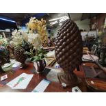 2 x resin pine cone decorations 65cm and 40cm