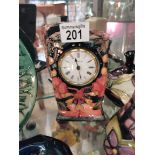 Moorcroft Oberon pattern mantle clock, impressed m
