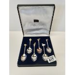 silver plate tea spoons with bird decoration