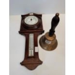 Victorian school bell and H.Manley Ltd Barometer