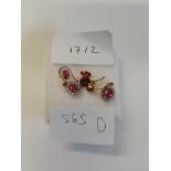 Pair of ruby and diamond earrings etc