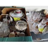 2 x boxes misc. items incl wine glasses, plates et