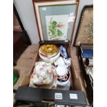 Box of Misc. china plates, crockery and pictures