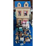 Blue roofed doll's house circa 1890 - 1910 plus or