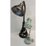 Large metal Axle stand lamp with two lights. A one off piece approx. 72cm high plus one industrial