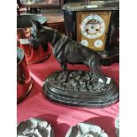 Bronze figure of a Boxer Dog on marble stand