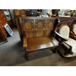 A quality oak monks bench in excellent condition O