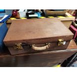 Leather Suitcase with Silver Bottles