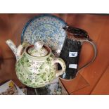 Large ceramic Tea Pot, serving plate and jug