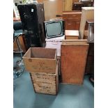 Antique trunks, boxes, bureau etc