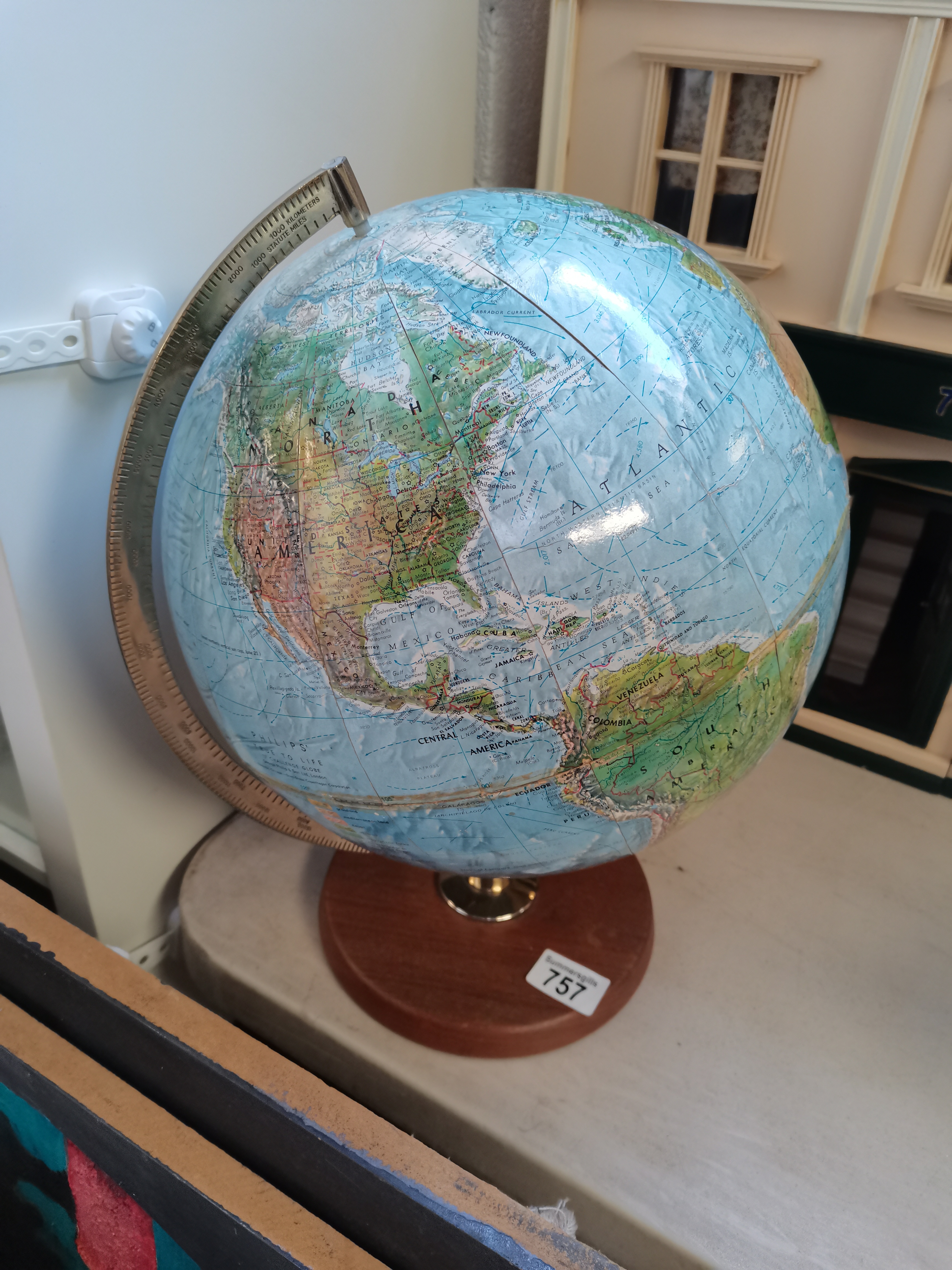 Vintage globe marked George Philips and son