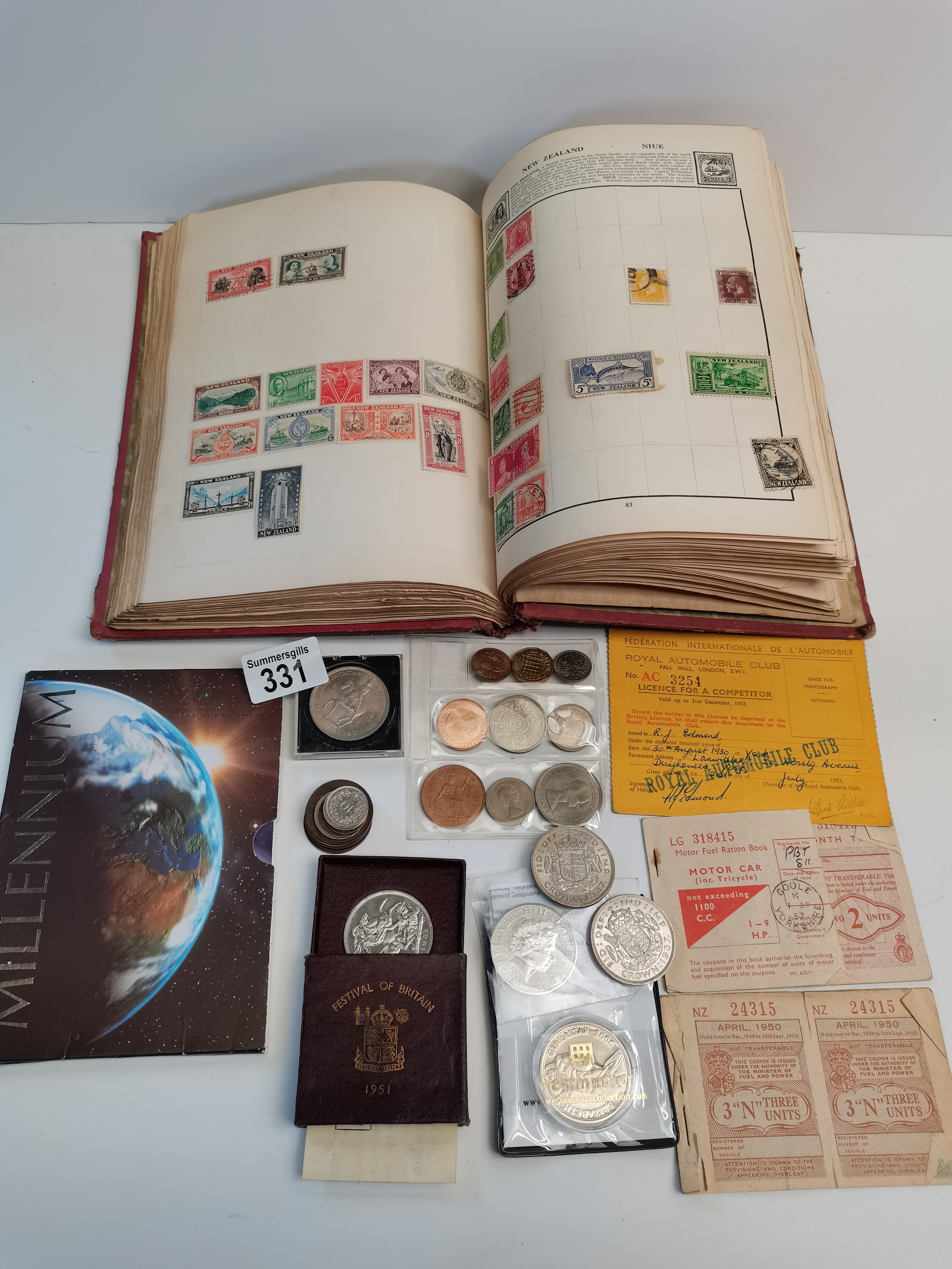 Wander Stamp Album and a collection of old coins