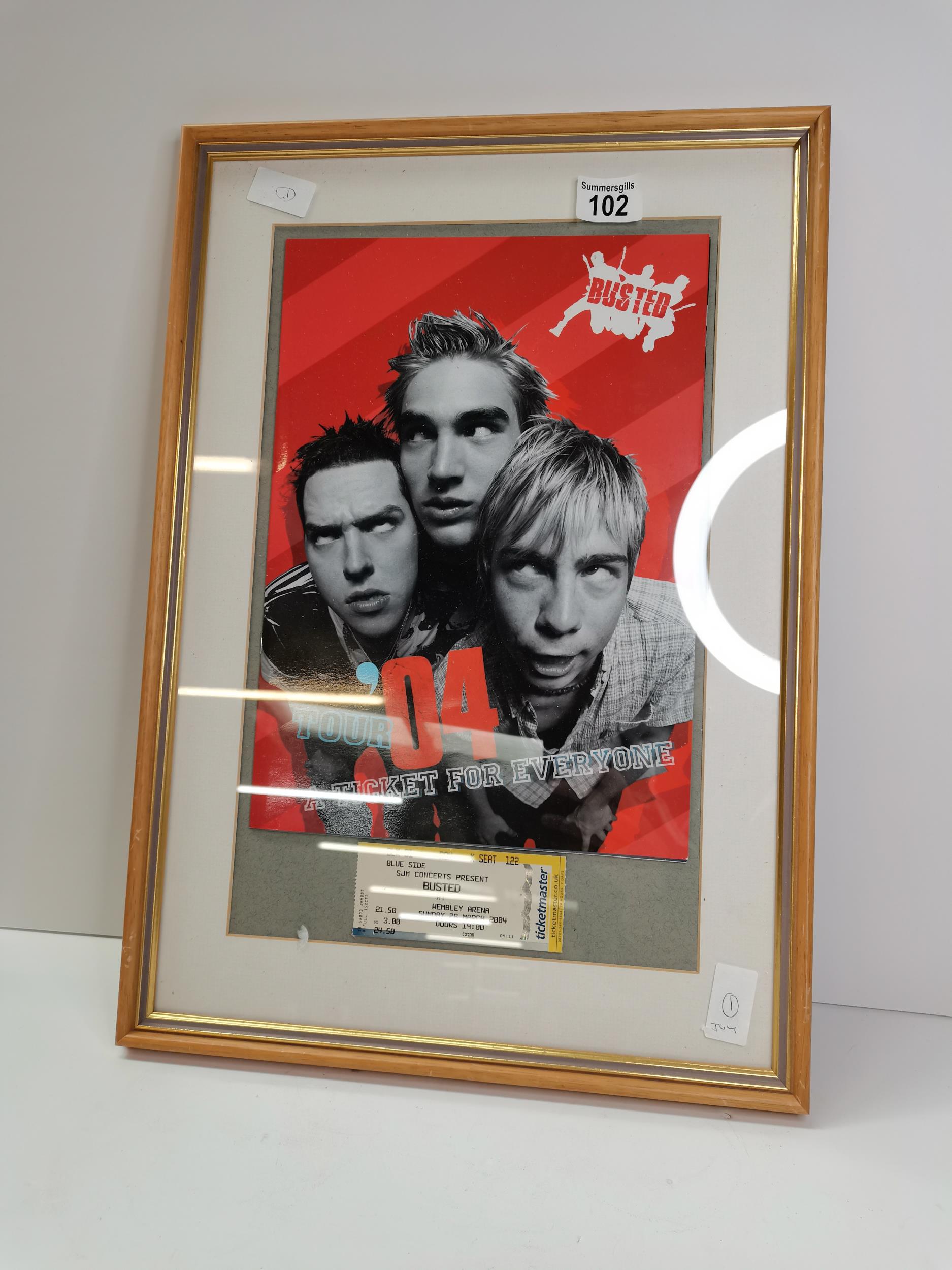 Framed Busted programme and ticket Wembley 2004