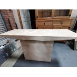 Travertine console table