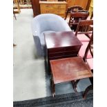 Misc furniture incl Mahogany nest of tables and gr