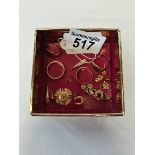 Various gold items including rings, earrings etc 19 grams