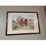 2 x prints of horses and Highland cattle by D M Al
