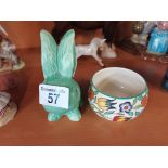 Wade green bunny and Burisley Ware Charlotte Rhead