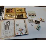 A collection of postcards, Cigarette cards and sta