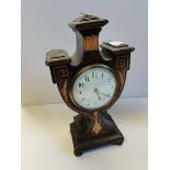 Wood inlaid mantle clock
