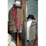 Good quality Gentleman's outdoor clothing - Tweed coats, hats Harriss Tweed both XL and ex conditio