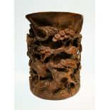 Carved Chinese Sandalwood Brush Vase